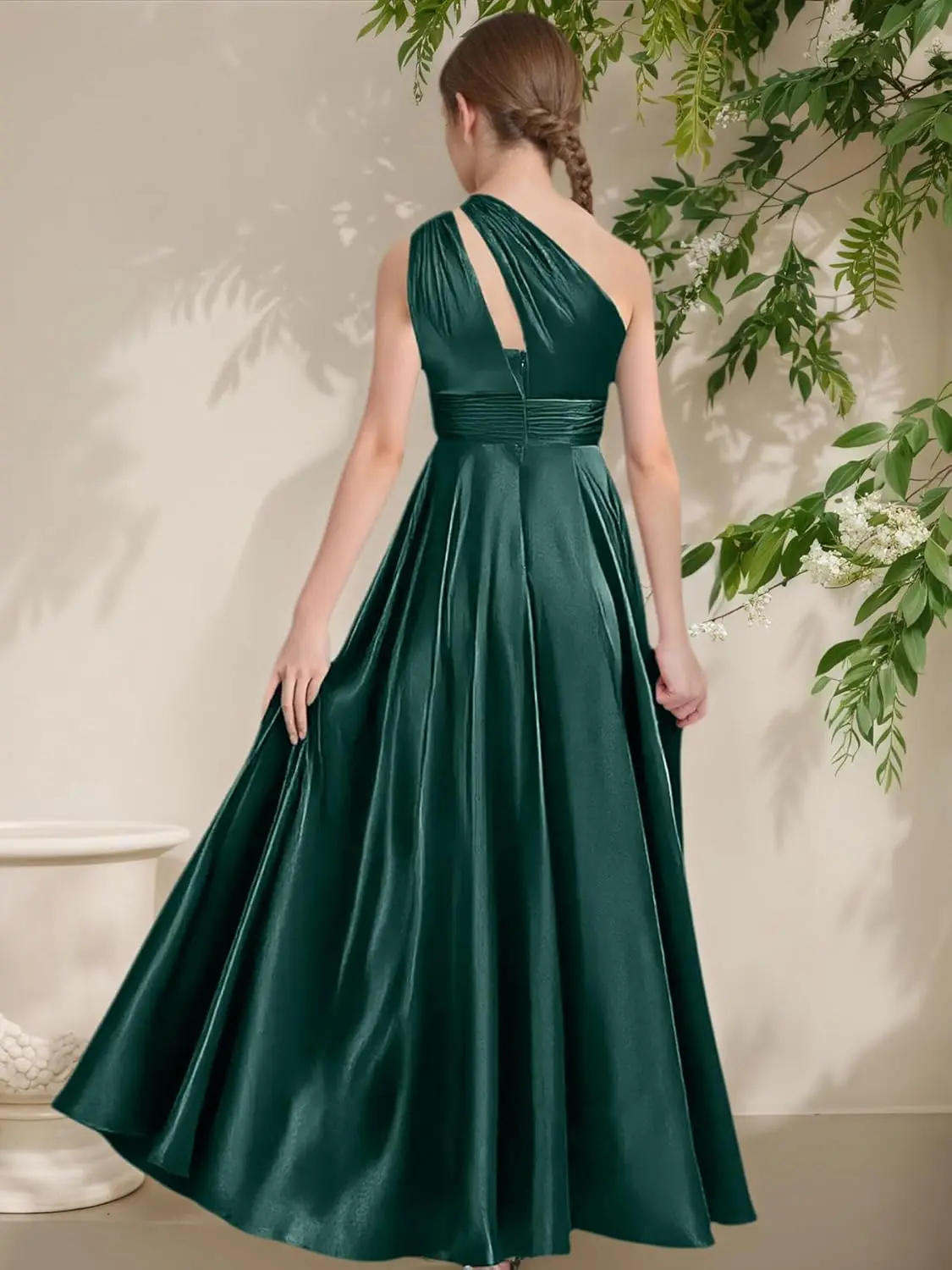 فساتين وصيفة الشرف للصغار بكتف واحد مع فتحة من الساتان فستان فتاة الزهور للفتيات فستان زفاف الضيوف