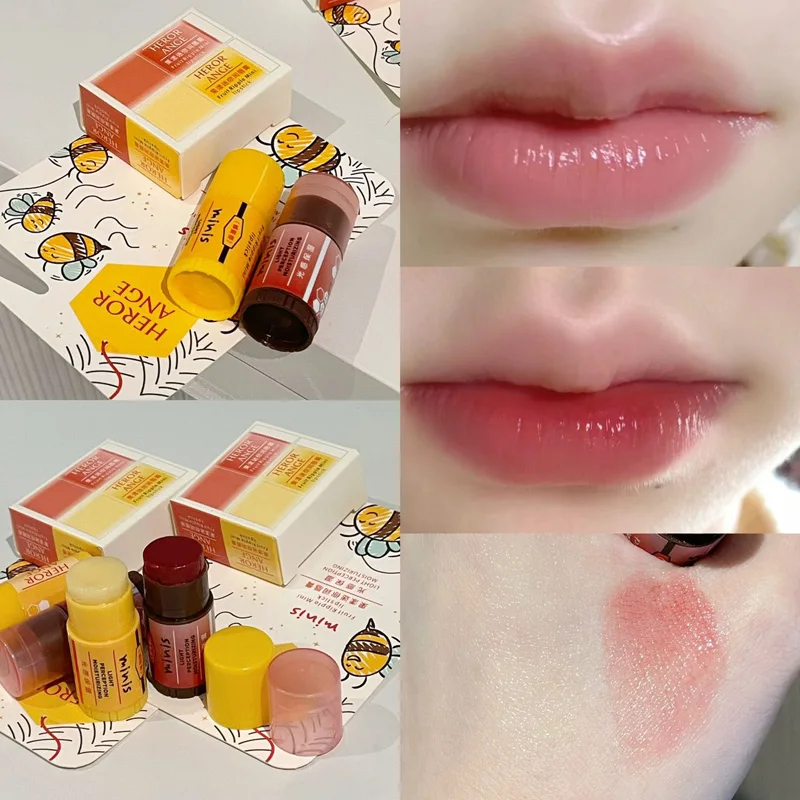 Honey Fruit Mini Lip Balm Moisturizing Nourishing Anti-wrinkle Lip Care Mask Anti-cracking Smooth Lips Sleep Fine Lines Lip Balm