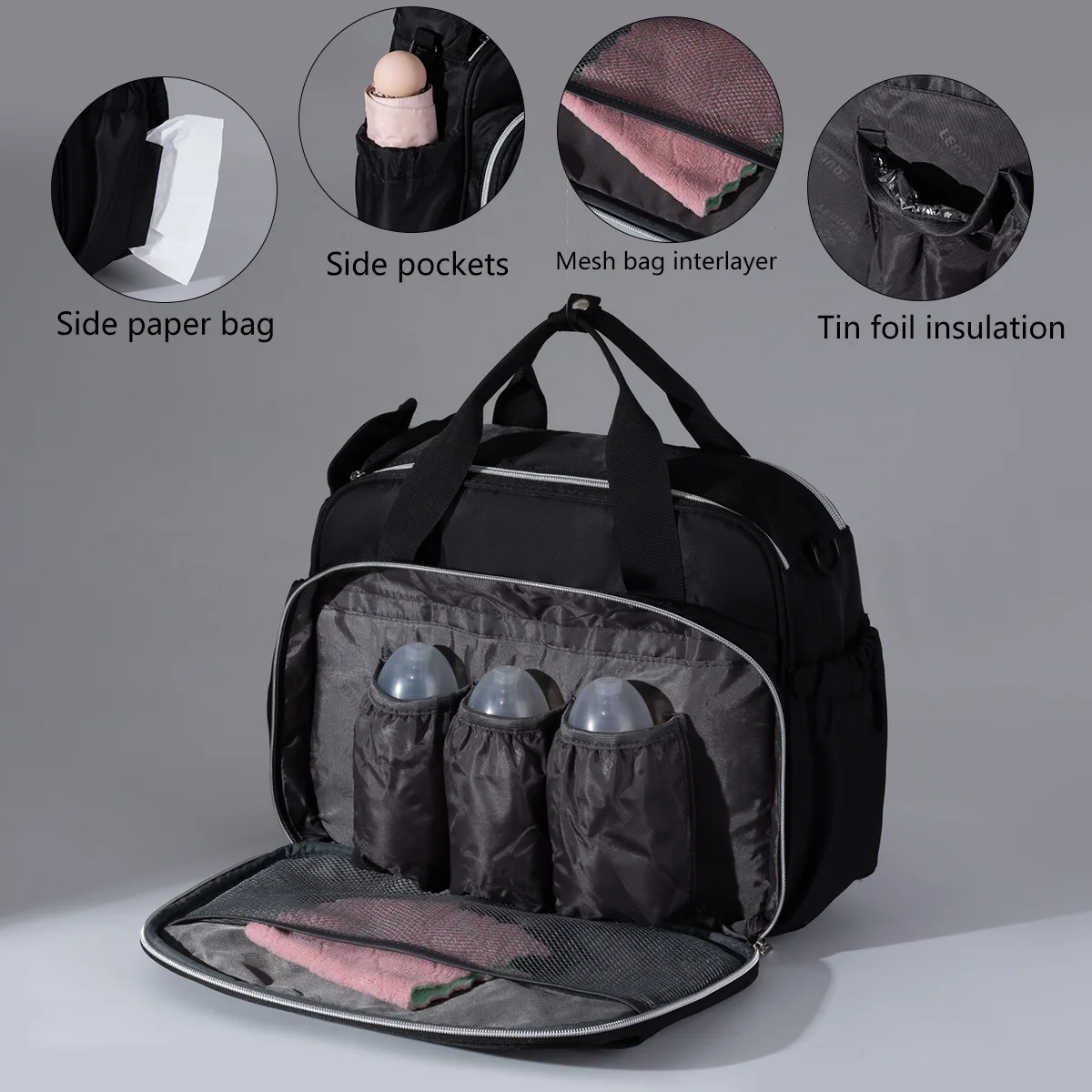 

Lequeen New Diaper Bag Tote Baby Changing Bag with Shoulder Strap Portable Waterproof and Large Capacity for Mom
