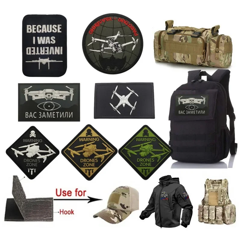 Warning Drone Zone Crossing Drone Outdoor Military Fan Morale Armband Personalized Armband Backpack Magic Patches