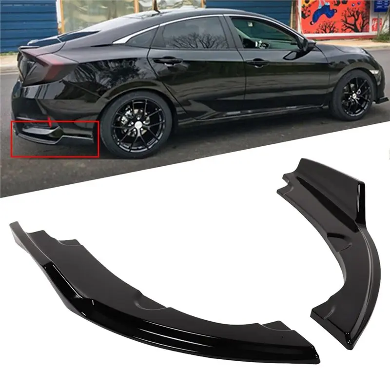 Rear Bumper Spoiler Lip Splitter Side Skirt Canard Trim For Honda Civic 2016-2019 Diffuser Accessories view 3