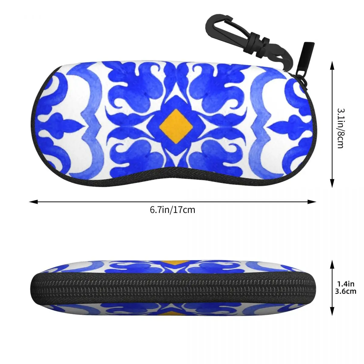 Portuguese Azulejo Tiles Shell Glasses Case Portable Sunglasses Box Women Men Soft Eyeglasses Bag Pouch