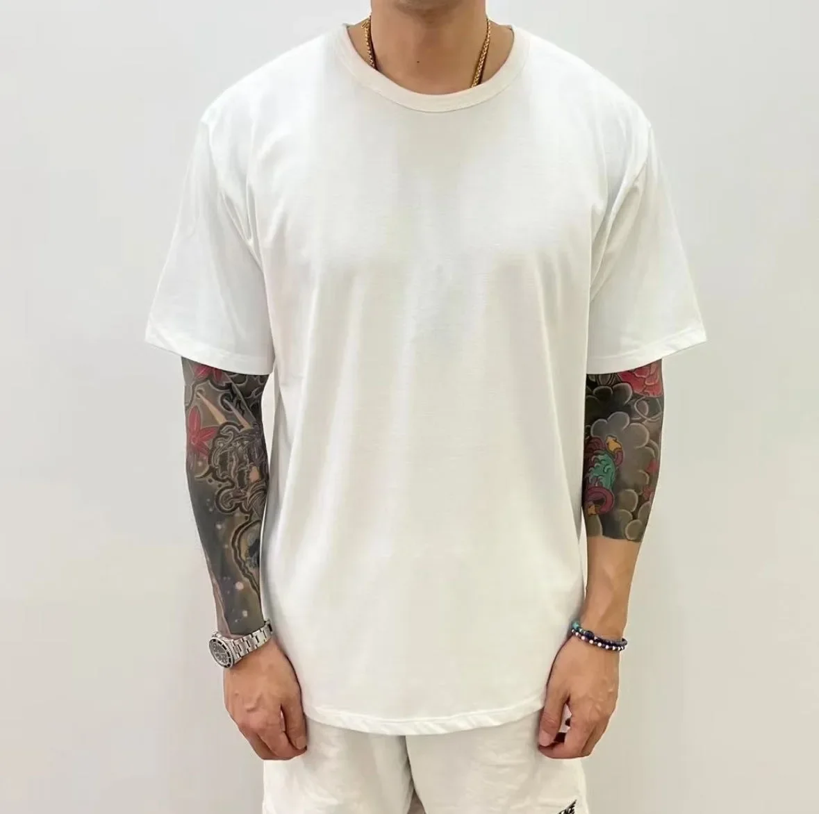 Japanese solid color simple nanmic Jersey Tee crew neck short sleeve T-shirt