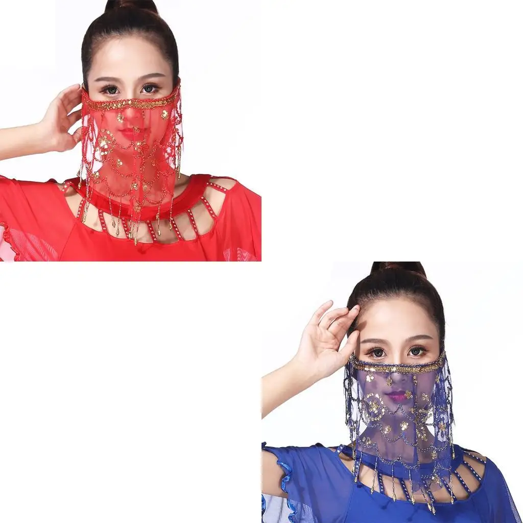 

652F Glittering Stage Display Scarf With Adjustable Elastic Band For Themed Motion Cosplay Festive Gatherings