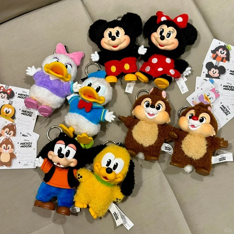 Genuine Mickey Family Cute Together Keychain Series Blind Box Cute Plush Vinyl Doll Pendant Ornament Model Children Toy Gift
