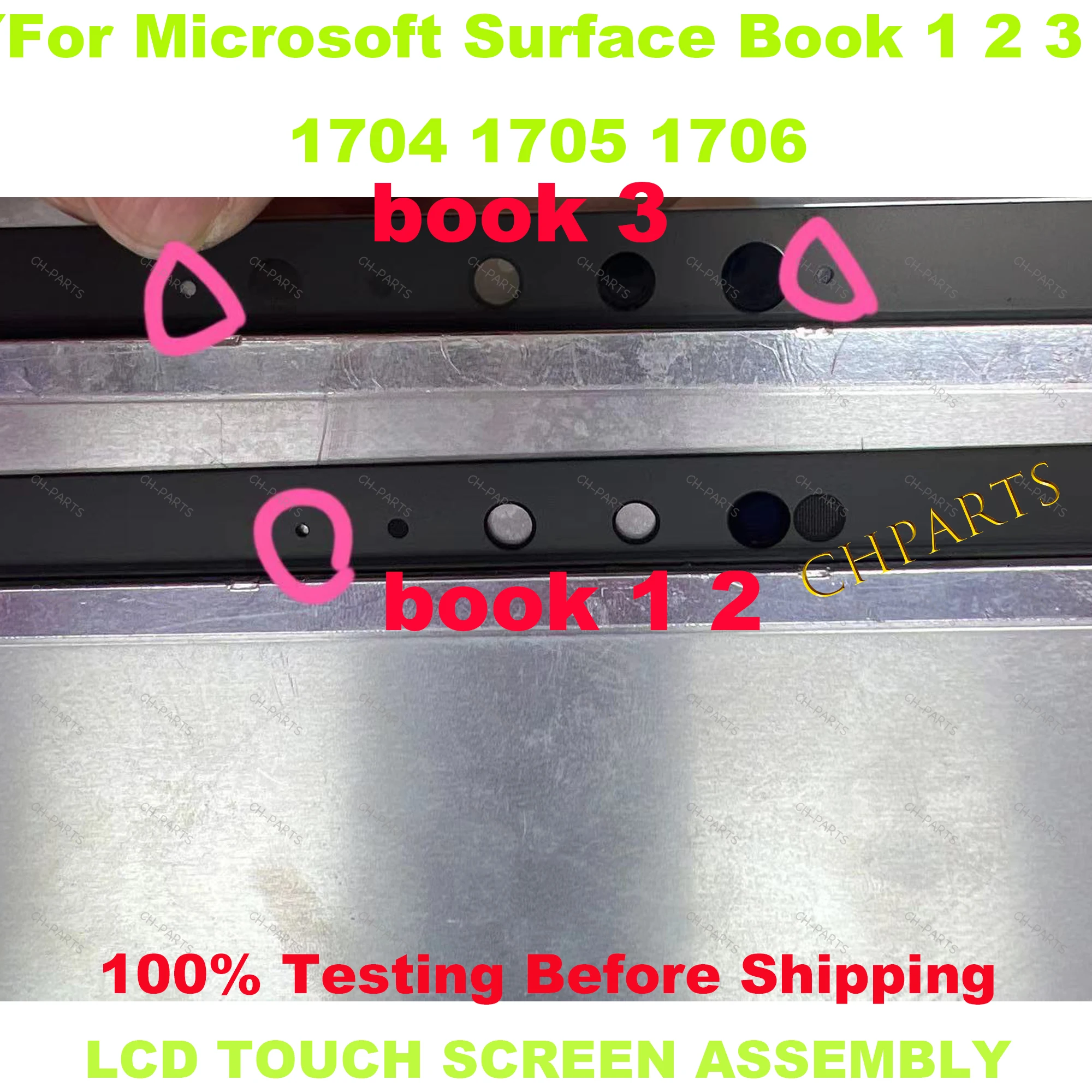 Imagem -05 - Display Lcd Touch Screen Digitador Conjunto de Vidro Peças de Reparo Microsoft Surface Livro 1703 1704 1705 1706 135