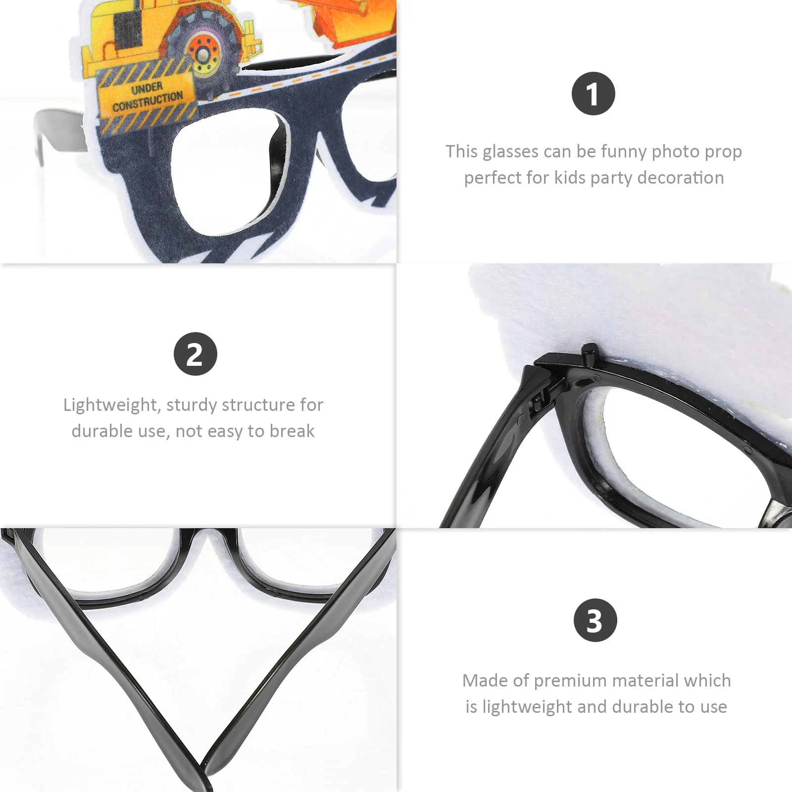 

6Pairs Engineering Truck Glasses Funny Kids Party Eyeglasses Photo Props Novelty Party Car Shape Eyewear Fabric Car Eyeglasses