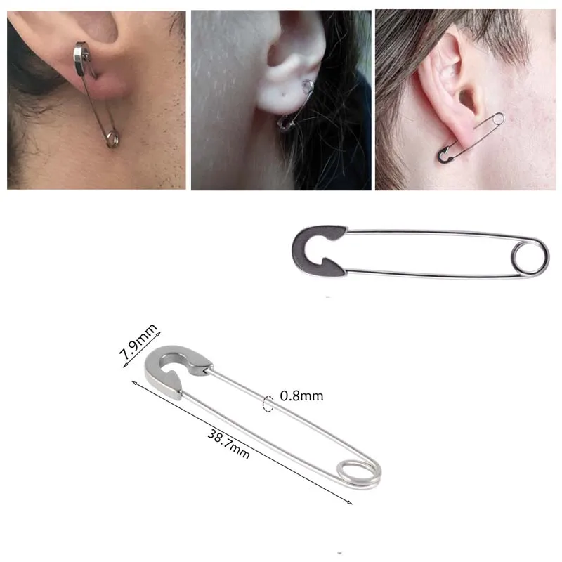 Orecchino con graffetta in acciaio inossidabile da 2 pezzi Piercing industriale Helix Piercing cartilagine Ear Stud Goth Punk Jewelry Ear Hoop