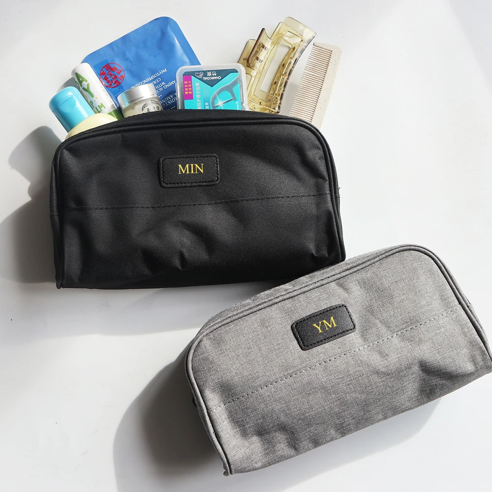 Custom Letters Travel Cosmetic Bag Waterproof Persoanlized Initials Men Toiletry Bag Kit Simple Women Makeup Organizer Pouch