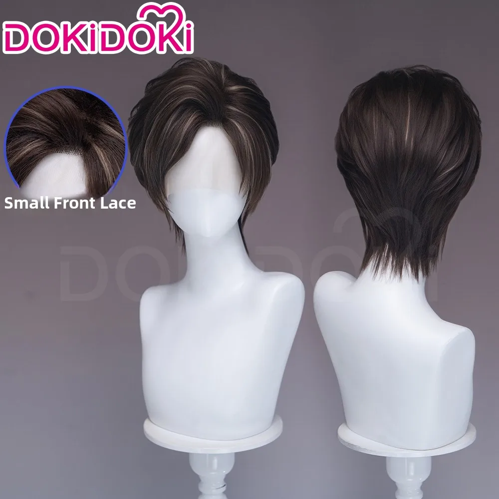 DOKIDOKI Biohazard 9 Leon Cosplay Wig Side Part Fluffy Top Short Hair Anime Character Accessory in Stock Cosplay Props