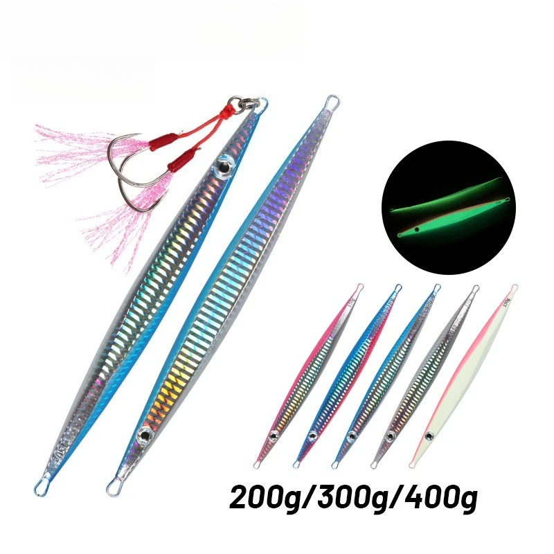 

2pcs 300g-400g Saltwater Metal Jigs Spoon Fishing Lure Sea Fishing Lures Vertical Jig Lead Sinking Lure Artificial Bait Fishing