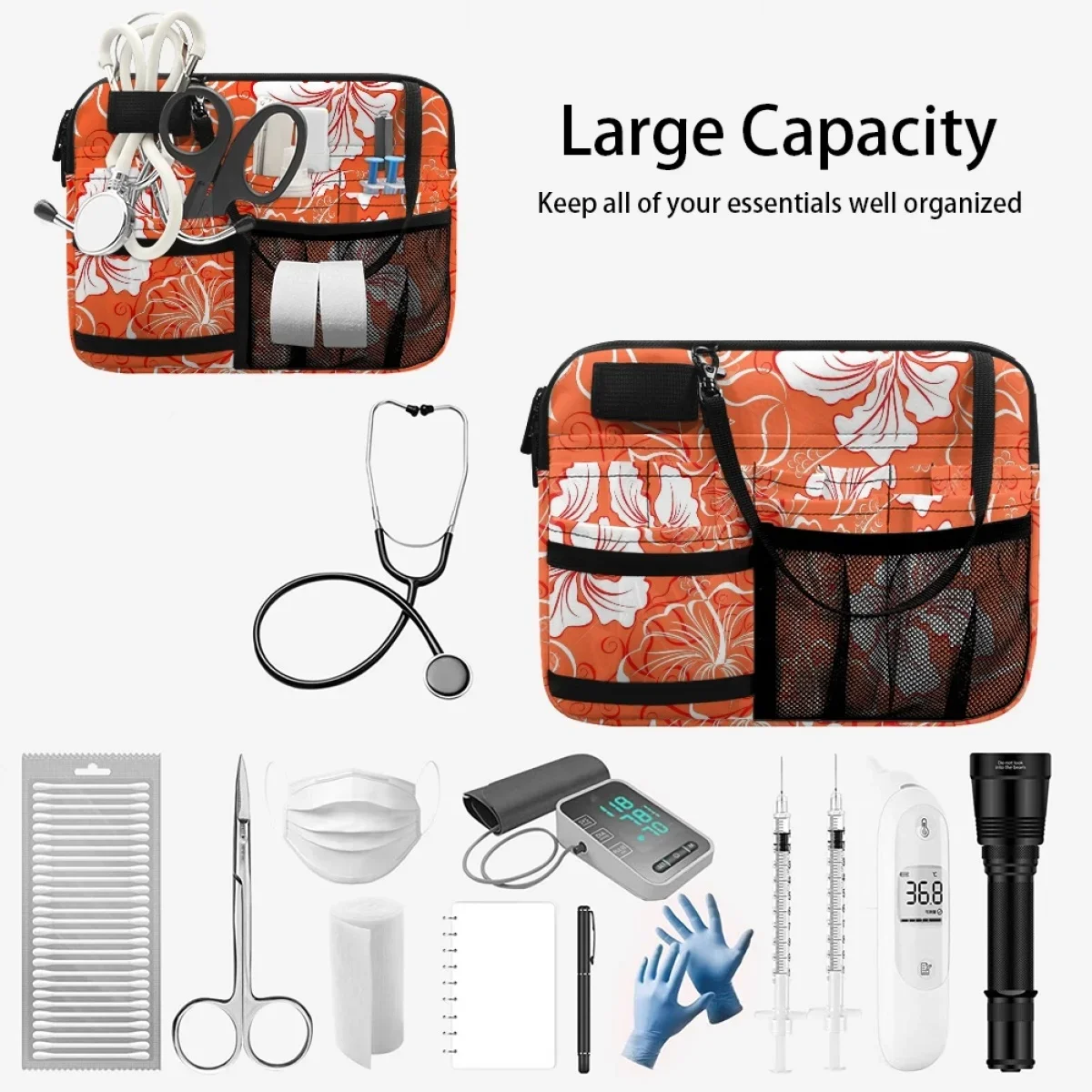 Tropical Hibiscus Print Ladies Waist Bag, Enfermeira Fanny Pack, Organizador Portátil, Bolsa de Ombro, Care Tool Storage Bags, Sac