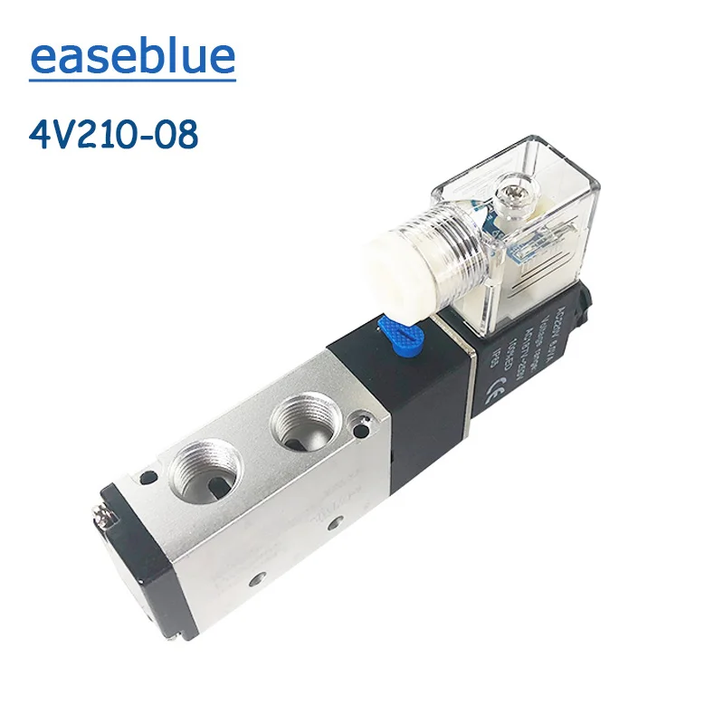 4V210-08 Pneumatic Solenoid Valve Electric Magnetic Valve 5 Way Port 2 Position Gas 12V 24V 220V Port 1/4