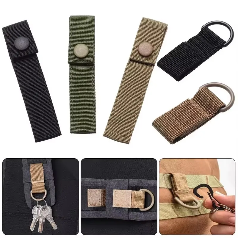 1/2pcs Outdoor Nylon D-Ring Clip Strap Hook And Loop Backpack Accessory Water Bottle Keychain Adapter Webbing Attachment Strap