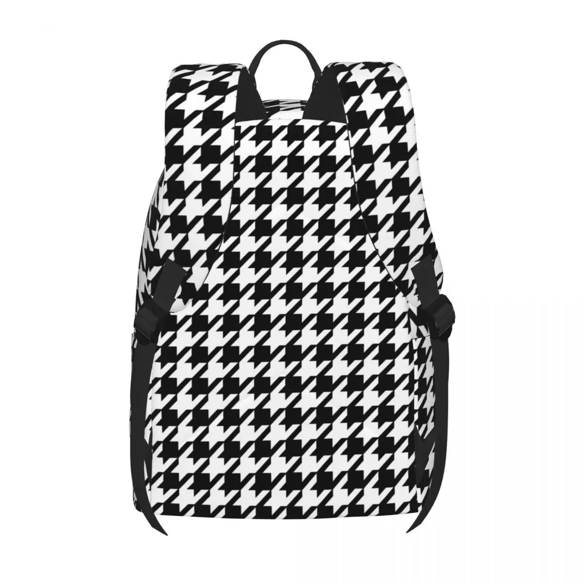 Black And White Houndstooth Backpack Abstract Design Women Men Outdoor Style Backpacks Breathable Cool School Bags Rucksack