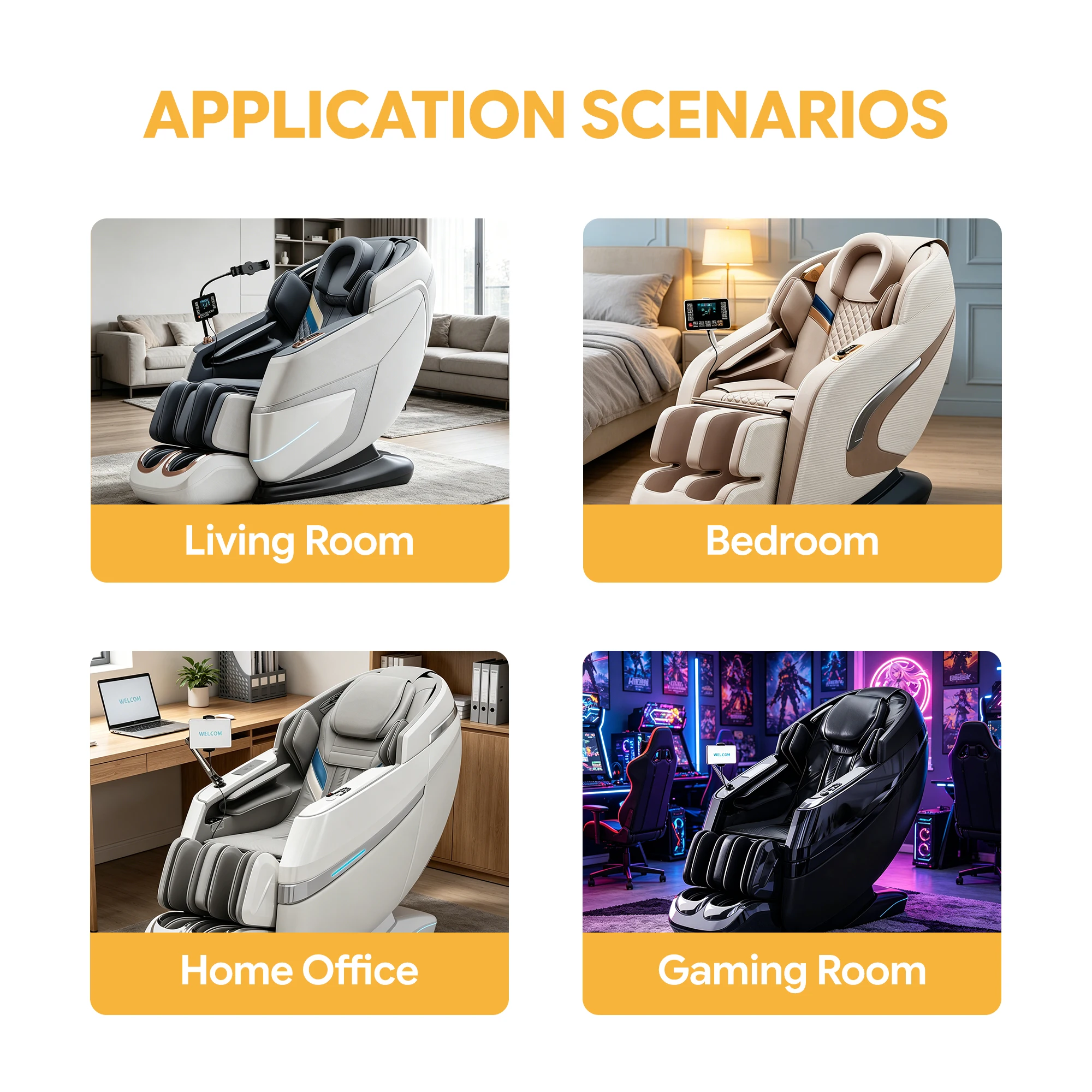 Coolfull Luxury 4D SL Track Zero Gravity Full Body Massage Chair with Customizable Size Thickness  Color & Logo for Home Spa