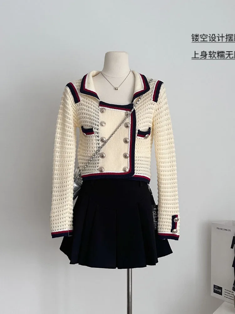 

Vintage Patchwork Premium Short Jacket Women Long-sleeved Temperamentally Autumn Warm French Commuter Loose Short Coat