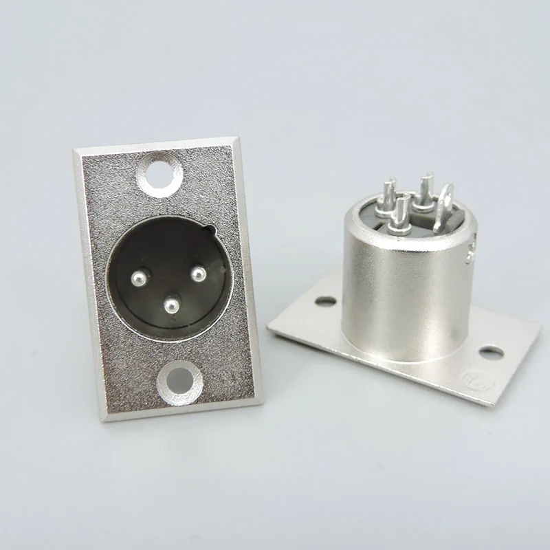 XLR 3 pin panel chassis Connector male Female Jack Socket Panel Mounted Type Chassis Square Shape Metal for Heahset Connection L