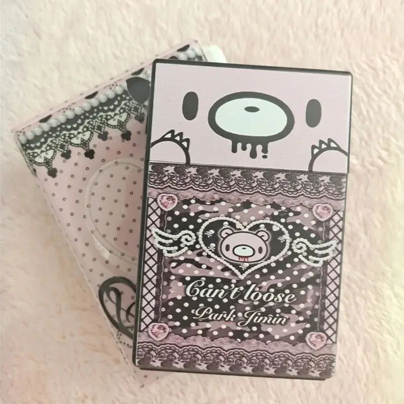 Gothic Y2K Bear Cigarette Case Hard Shell Heart Lace Print Cigarette Box Moisture-Proof Portable Smoking Accessories