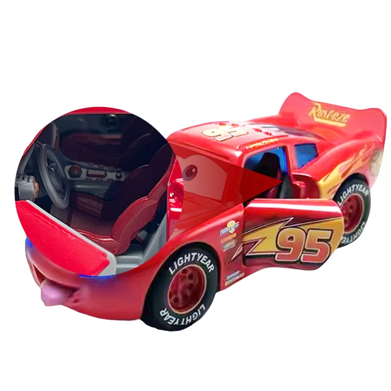 Disney Pixar Cars Lightning Mcqueen Sound and Light Edition Double door pull-back Car 1:32 Diecast Vehicles Alloy Car Toy Gifts