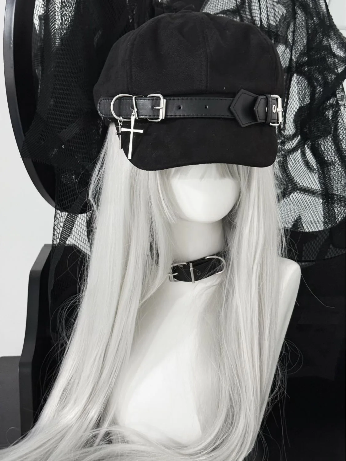 Gothic Lolita Sweet Cool Belt Buckle Women Harajuku Beret Baseball Cap Y2K Girl Steampunk Punk Cross Handmake Sun Hats