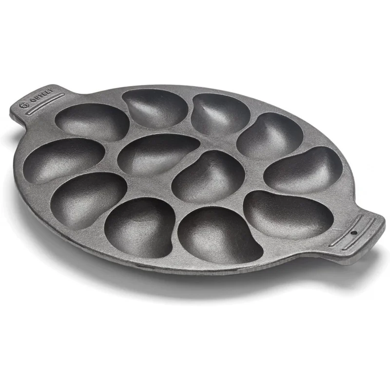 76225 Cast Iron Oyster Grill Pan, 12 Cavities, Black