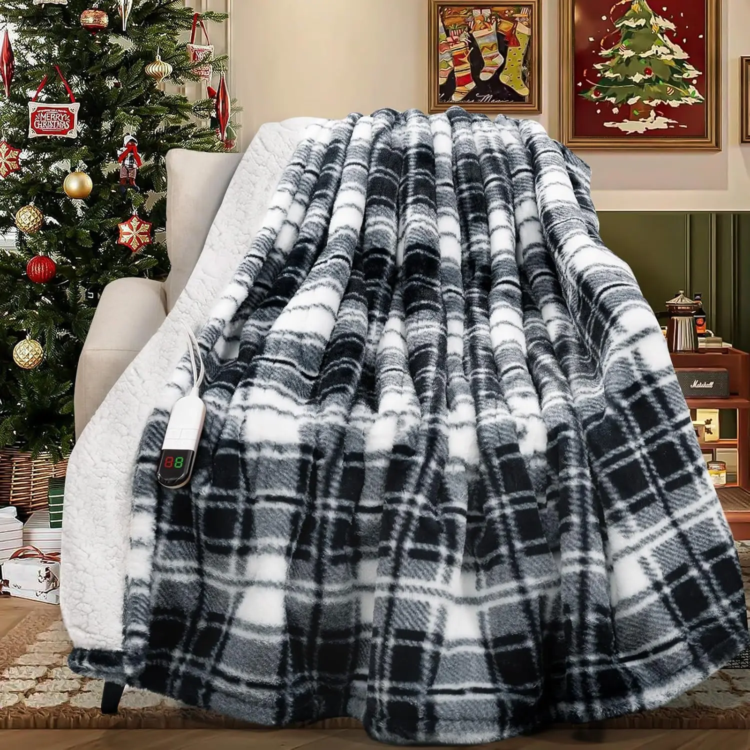 

Faux Fur Heated Electric Blanket, 50"x60", Fast Heating with 8 Levels & Auto Off, Overheat Protection, ETL Certified