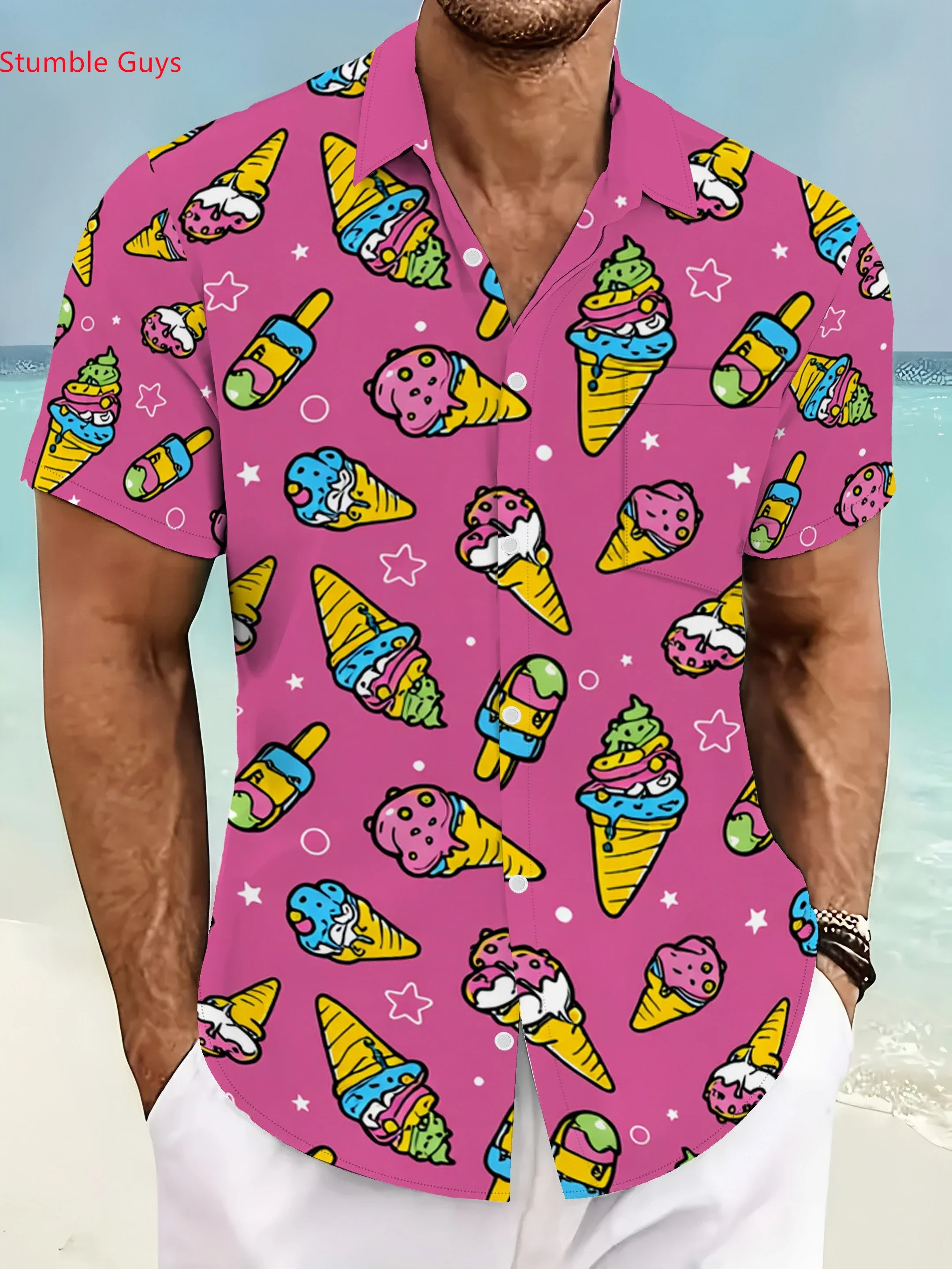 Men's Lightweight Vacation Shirt SummerMan Women Short Sleeve Hawaiian Casual Print Breathable Beach Party Tops