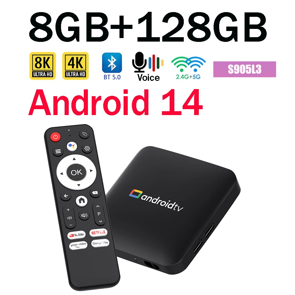 

New 2026 Smart TV Box H96 MAX S905L3 Android 14.0 4K BT Google Voice Remote Media Player Home Android Set Top Box 2GB 16GB 8GB