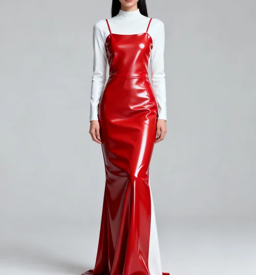 

Latex Rubber Halloween Masquerade Handmade Custom Cosplay Party club Sexy evening dress Excluding white tops