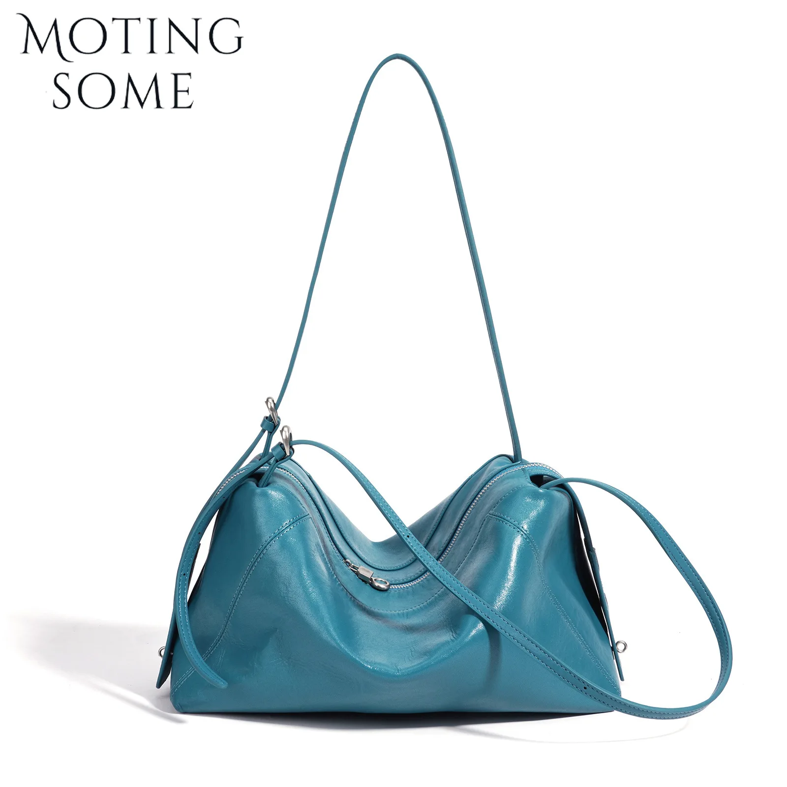 MOTINGSOME Natural Leather Woman Satchel Bag 2026 New in Fashionable Lazy Shoulder Bags Tote Niche Luxury Design Pillow Tote