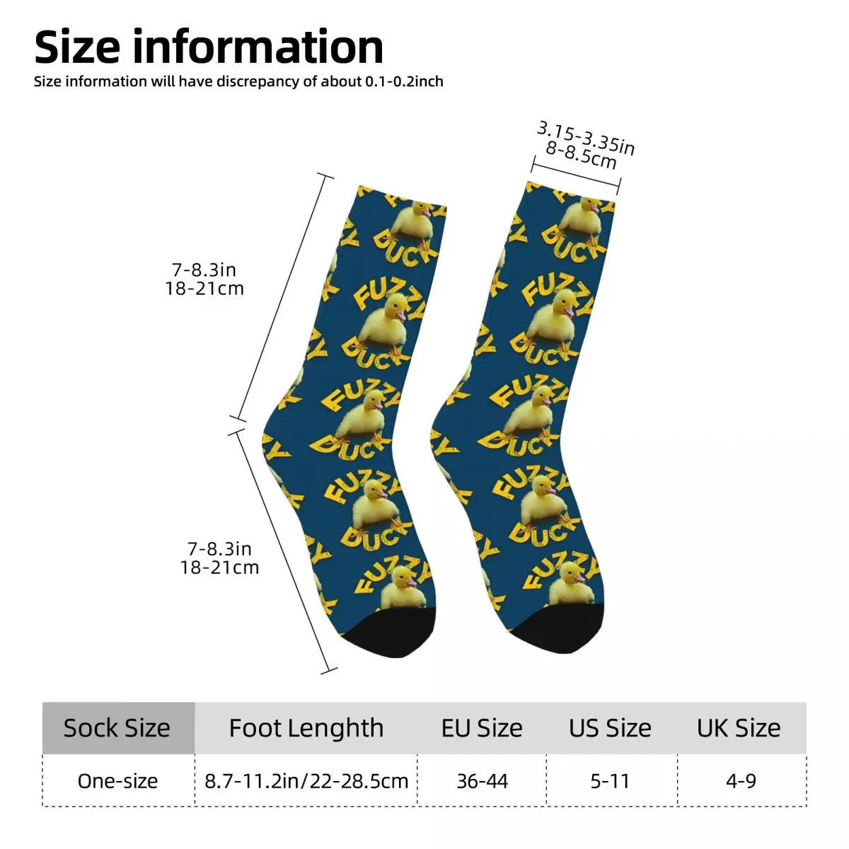 Funny Men's Socks Fuzzy Duck Cute Duckling Vintage Hip Hop Crazy Crew Sock Gift Pattern Printed