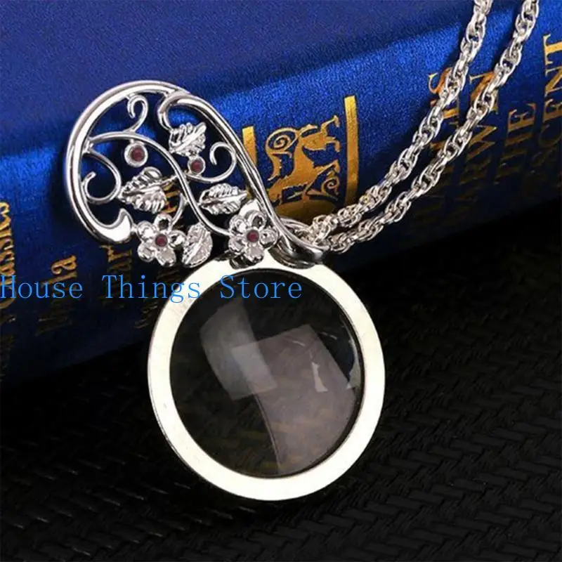 قلادة مجوهرات المكبر البصري مع سلسلة قلادة النظارات المحمولة أحادية للقراءة جمع مكتبة هدية