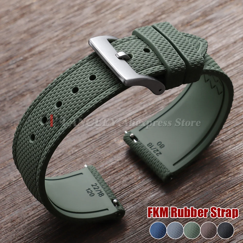 

20mm 21mm 22mm FKM Rubber Braided Watch Straps Quick-Release Sport Band for Omega for Rolex for Seiko for Tissot Universal Belts