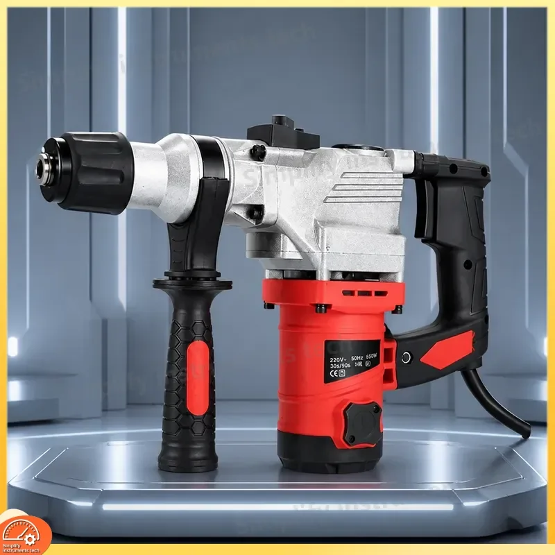 2200W Rotary Hammer Drill 220V Multifunctional Concrete Impact Drilling Heavy Duty Handheld Power Tool for