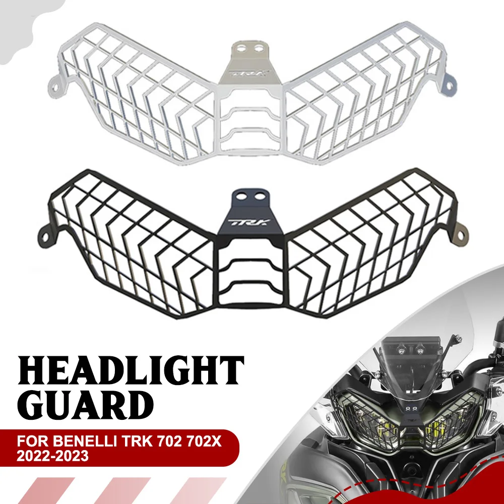 

Motorcycle Accessories Headlight Guard Shield Mesh Grille Cover Protector For Benelli TRK 702 702X 2022-2023 Stainless Steel