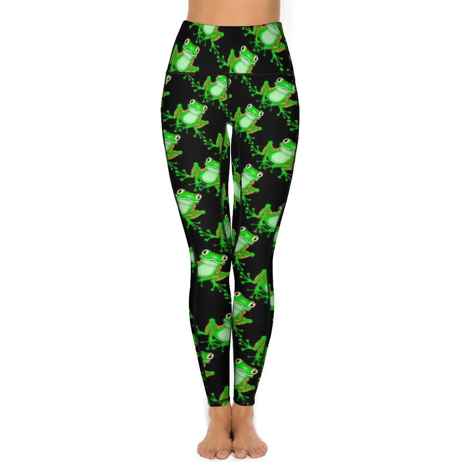 Funny Frog Yoga Pants Sexy Green Animal Print Graphic Leggings Push Up Gym Leggins Female Elegant Elastic Sports Tights