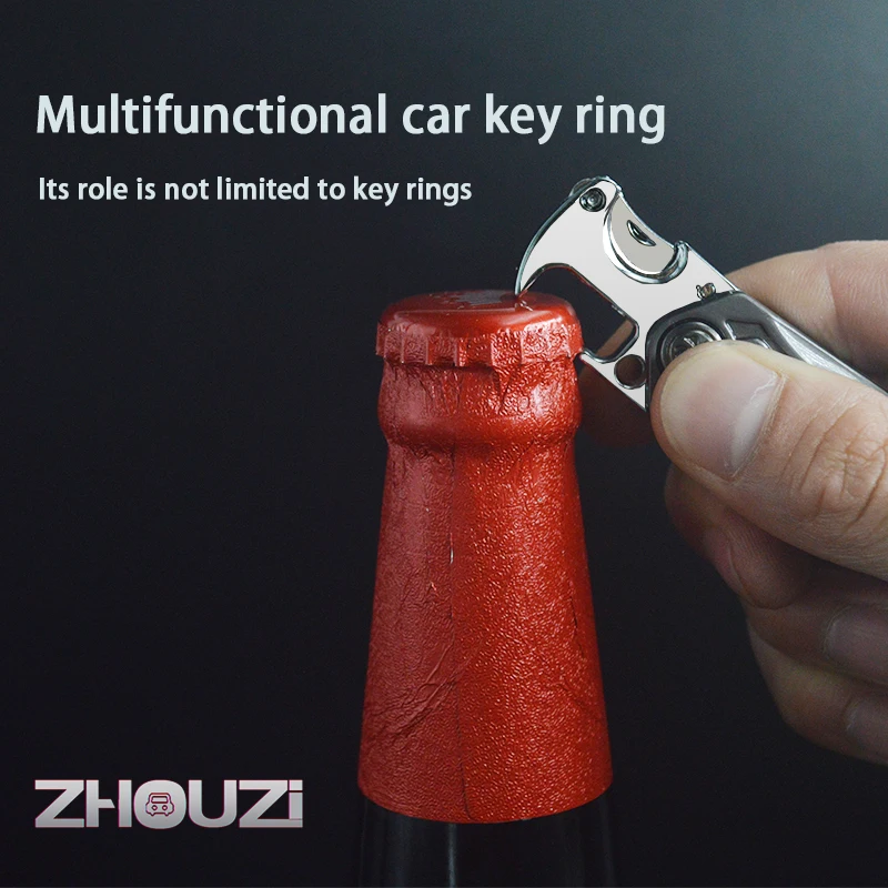 DIY Multifunction Car Metal Keychain Key Ring Beer Opener Fidget Spinner For Mitsubishi Outlander Auto Accessories