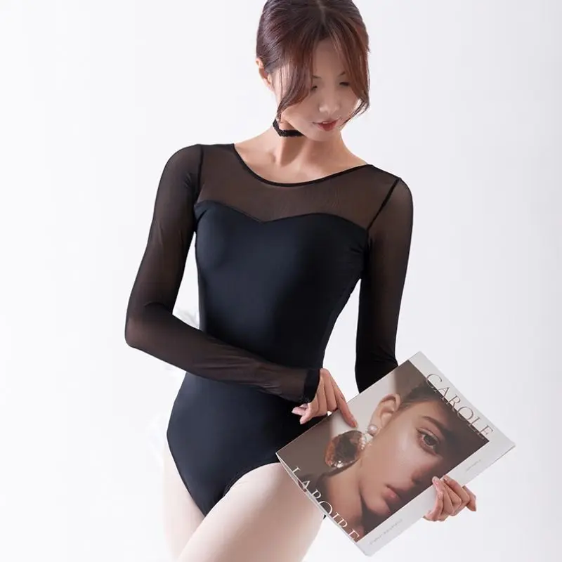 Bla longo sve renda me bodysuit para prática de dança latina adulto yoga fitn cintura alta calças ortod fibra de poliéster