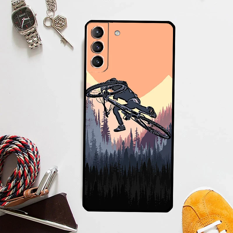MTB Mountain Bike Cycling Bicycle Case For Samsung Galaxy S24 Ultra S23 S22 S21 S20 Plus Note 10 Note 20 S9 S10 S21 FE Cover