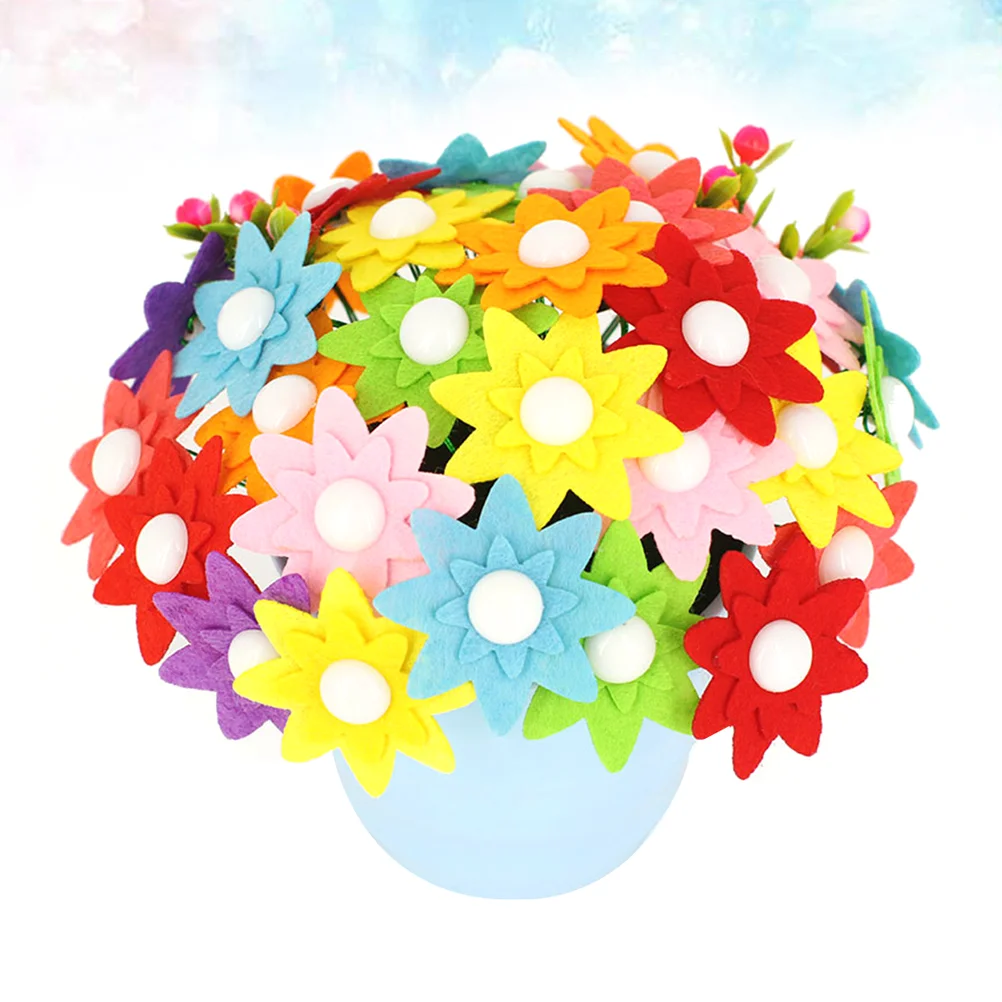 Kids Educational DIY Crafts Children’s Toys Button Bouquet Manual Felt Flower Kit