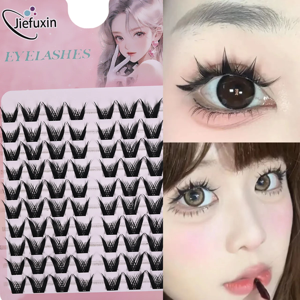 10 rows Individual Eyelashes C Cluster Lashes Natural Anime False Kake Eyelashes Extension Makeup