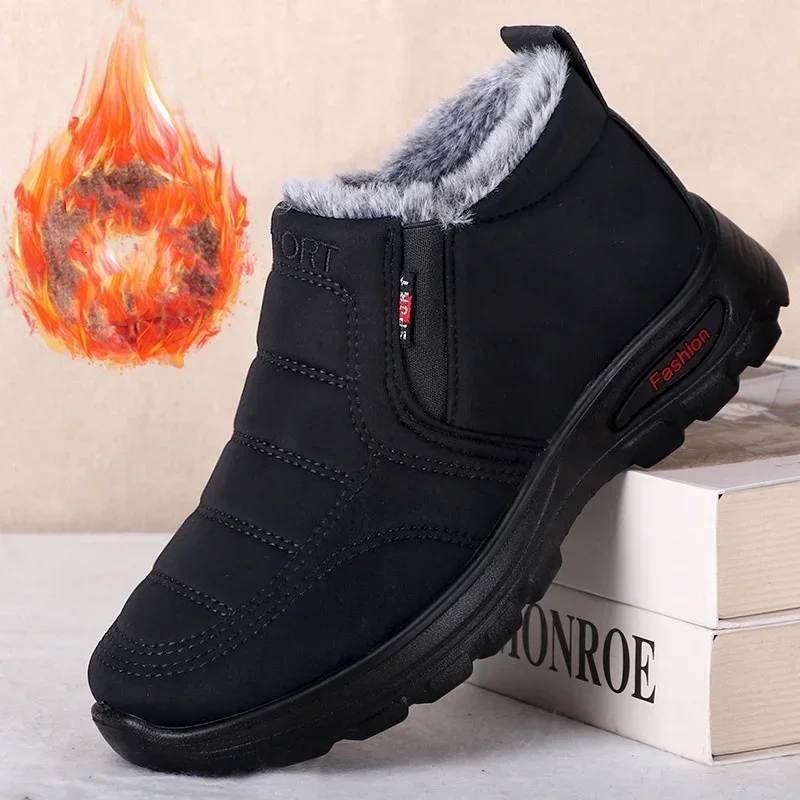 Mens Boots Unisex Winter Shoes 2024 New Men Large size Waterproof Snow Boots Slip On Casual Shoe Plush Footwear Male Ankle