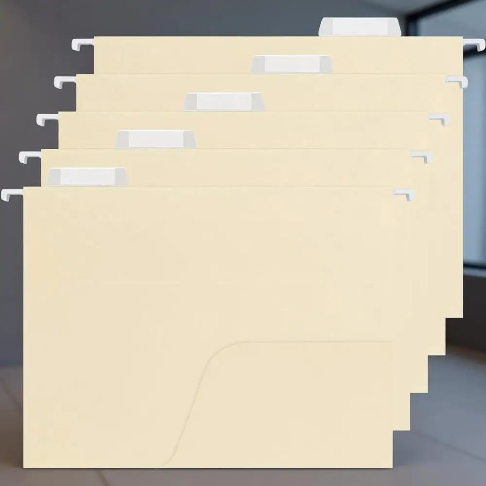 

Набор из 25 папок для документов формата Letter с вырезанными вкладками 1/5 для офисных принадлежностей и организации рабочего стола