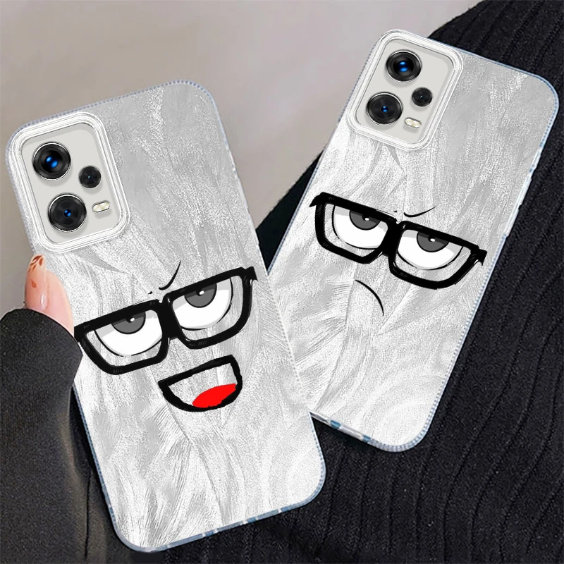 Eyes Man Humor For Xiaomi Redmi Note 13 12 11 11S 10 10S 9 9S 8 Pro Plus Max 5G Feather Yarn Cover Phone Case