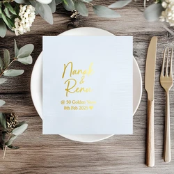 100 Sheets Personalized Wedding Napkins, Custom Paper Napkins with Name, Custom Cocktail Napkins, Monogramed Napkins