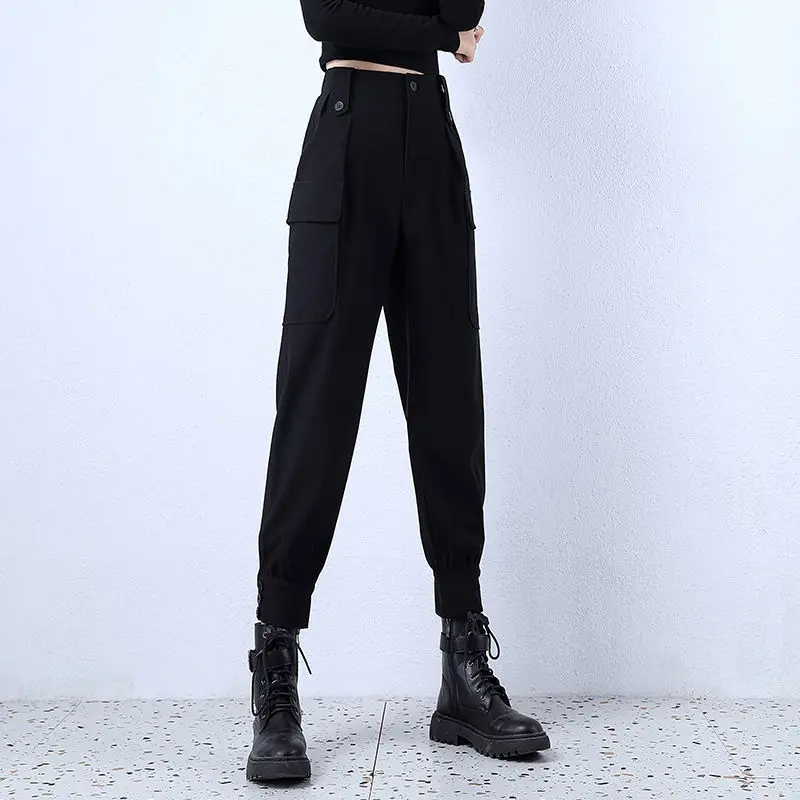 Single Suit Women's Spring Autumn New Cool Handsome Wear Motorcycle Style Coat Top with Two Piece Workwear Trousers Set