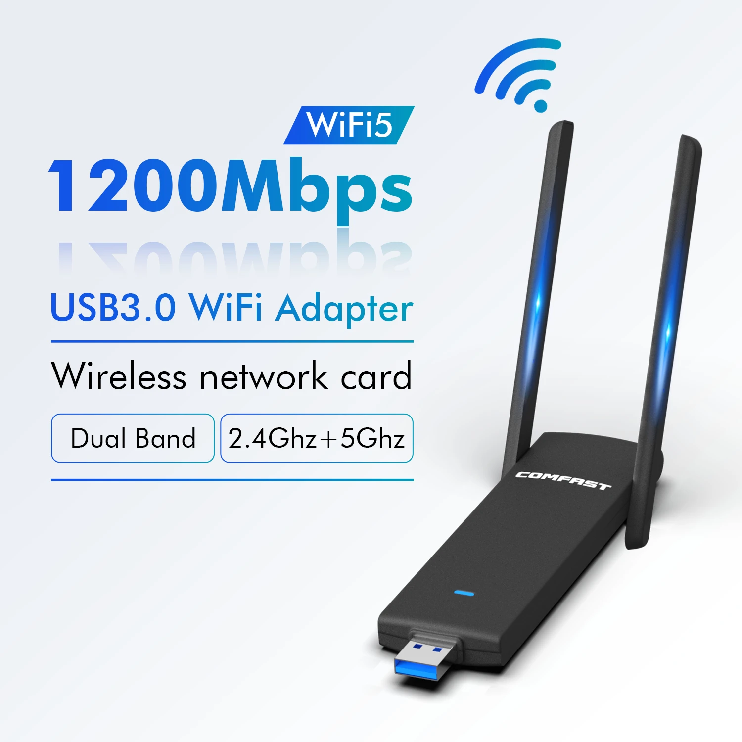 1200Mbps Adaptador Wifi Usb 3.0 Adapter 5G/2G MT7612U 2*3dbi Antena Para Wifi PC Cle Kali Linux Monitor Network Card Receiver