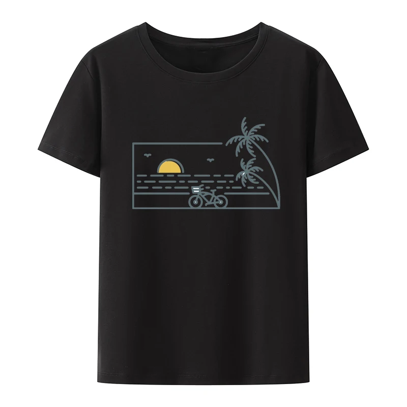 Bike to the Beach Graphic T-shirt Funny Tee Cute Women's Tops Tees Shirts and Blouses Ulzzang Cool Koszulki Slim Vintage Camisa