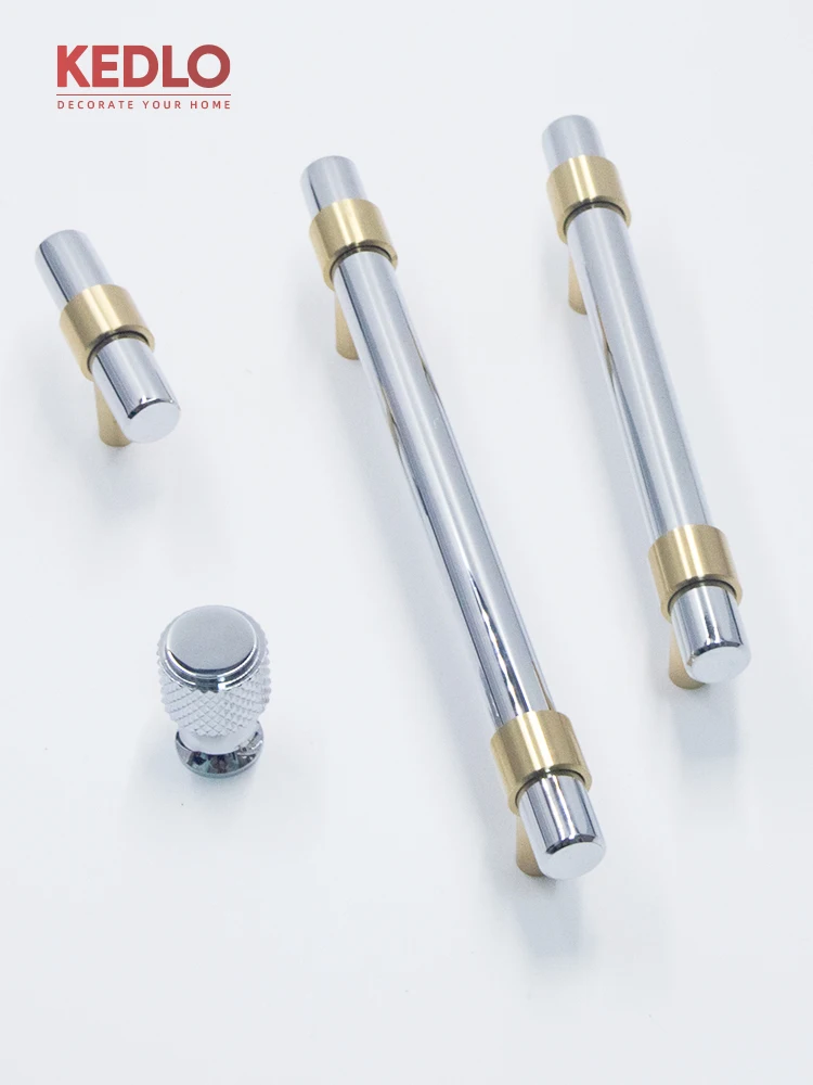 KEDLO Moderner europäischer Stil, silberfarbener, glänzend verchromter Griff, massiver Messing-Langgriff für Küchenschranktüren, dicker Griff – Detail 11
